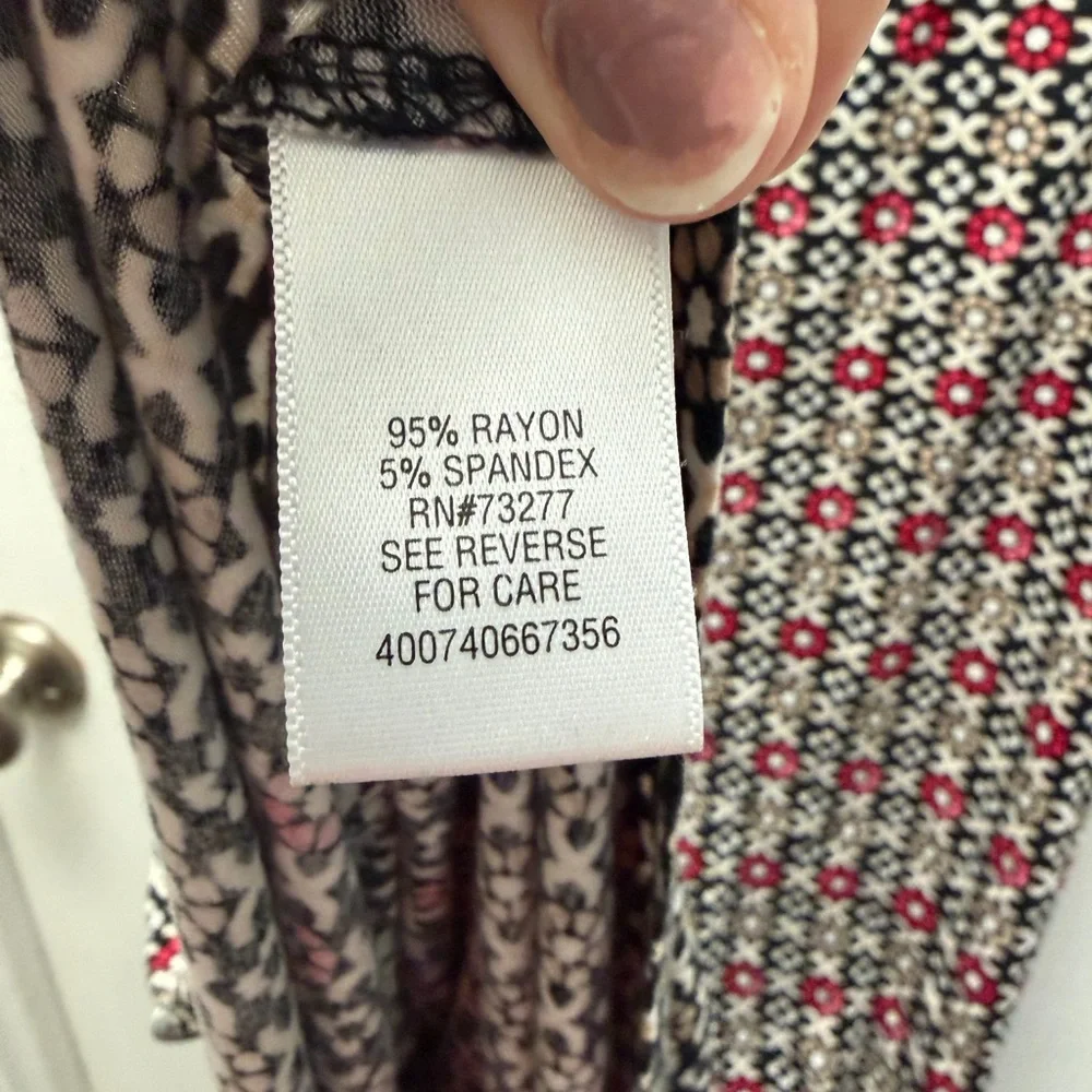 Croft & Barrow Black and Pink Patterned Midi Dress - Picture 4 of 4